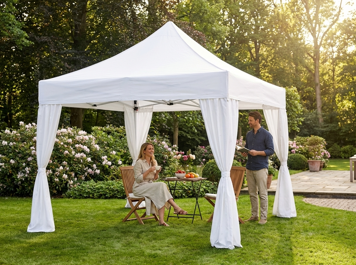 White pop up gazebo 4x4m with steel frame for outdoor events - view 3