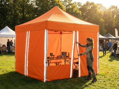 Pop up gazebo sidewall in orange, 3x3 m size