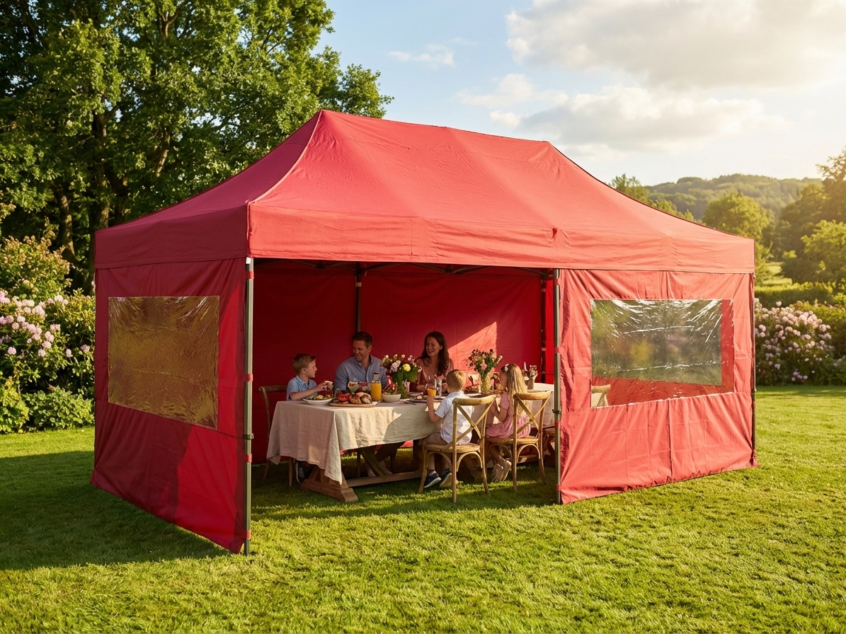 Red pop-up gazebo 4x8 m with aluminium frame for outdoor events - view 3