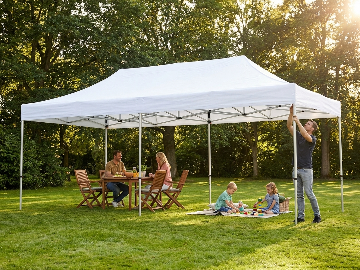 White pop-up gazebo with aluminium frame for outdoor events - view 3