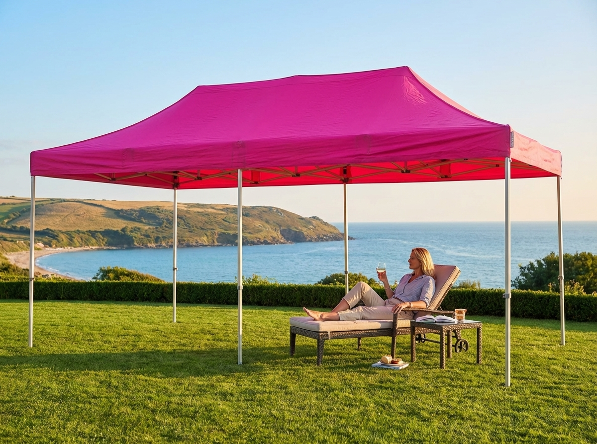 Pink pop-up gazebo with aluminium frame for outdoor use - view 3