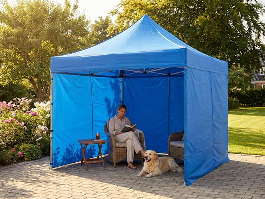 Blue pop-up gazebo with aluminium frame for outdoor events