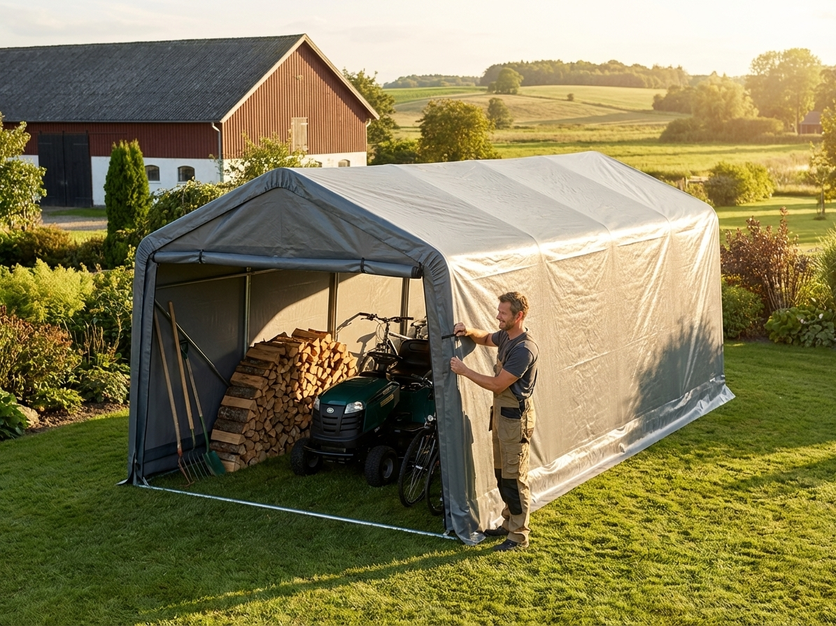 Grey polyethylene roof cover for storage shelters - product detail