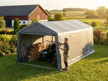 Grey polyethylene roof cover for storage shelters - product detail