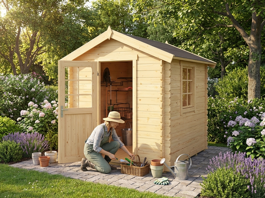 Wooden garden shed 2x2x2.34 m in natural colour, Nordic Spruce - product detail