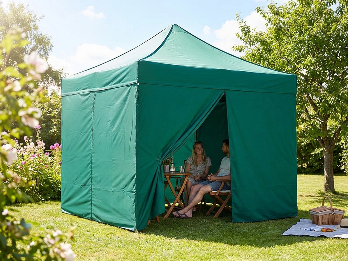 Green pop-up gazebo 3x3m with aluminium frame for outdoor events