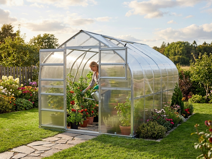 Polycarbonate Greenhouse Silver with Galvanised Steel Frame - product detail