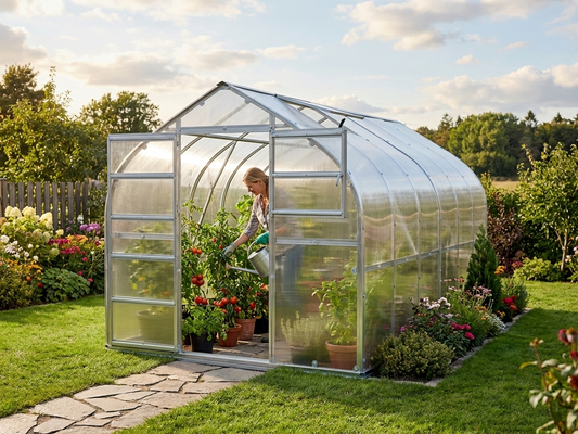 Polycarbonate Greenhouse Silver with Galvanised Steel Frame - product detail
