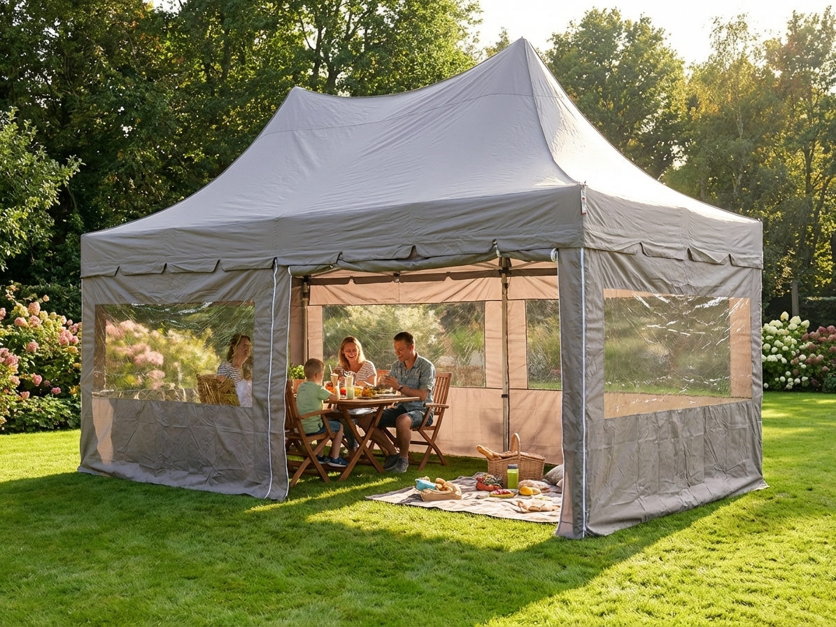 Pop up gazebo 3x6m in latte colour with aluminium frame