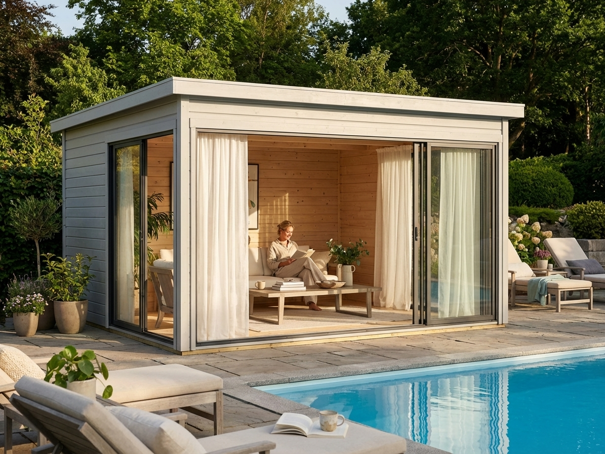 Wooden cabin in light grey made from Nordic Spruce, perfect for garden use - view 3