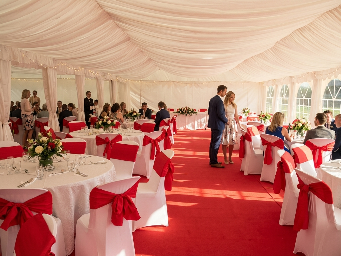 White marquee lining and leg curtain pack for 6x12m tent - view 3