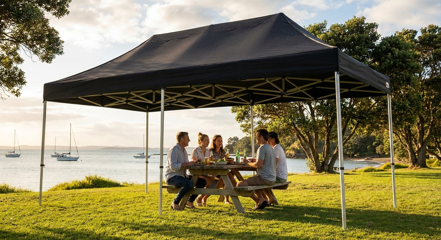 Black pop-up gazebo with aluminium frame for outdoor events - product detail