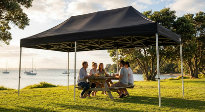 Black pop-up gazebo with aluminium frame for outdoor events - product detail