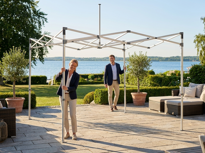 Adjustable aluminium gazebo frame in silver, 3x3m size - product detail