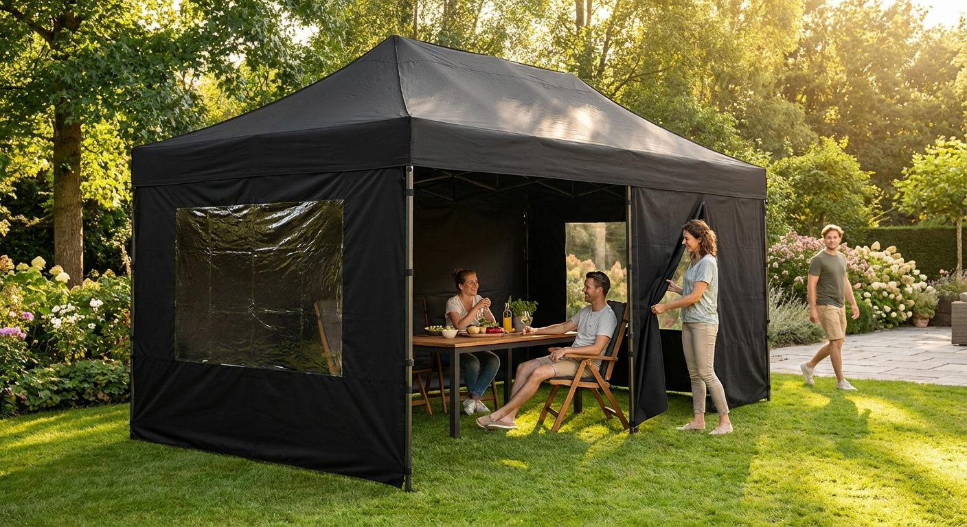 Pop up gazebo 3x4.5m with black steel frame for outdoor events - view 3