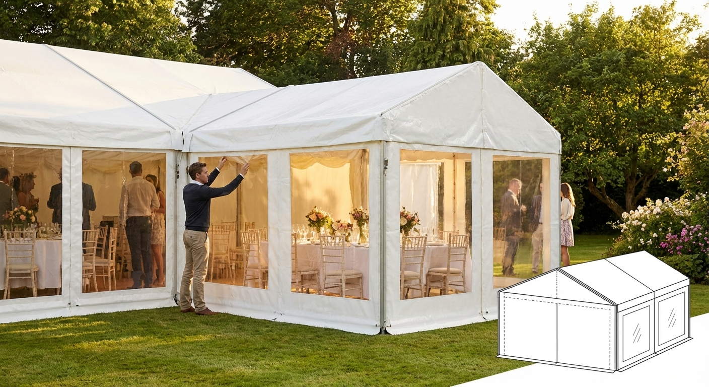White 2m marquee extension for event use