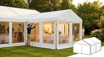 White 2m marquee extension for event use