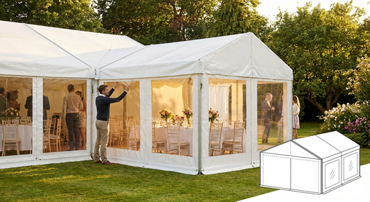 White 2m marquee extension for event use