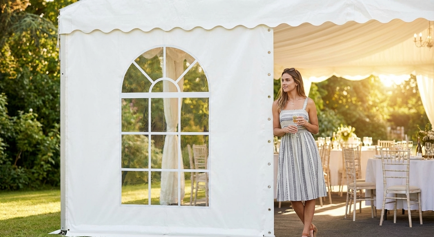 PVC sidewall with window for marquee in white