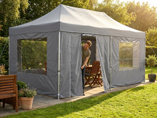 Grey gazebo sidewall kit 4x6 m for outdoor events