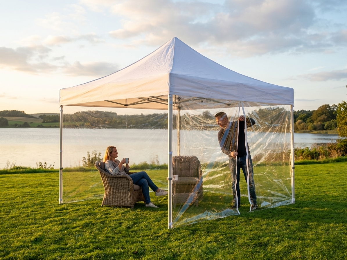 Clear pop-up gazebo 3x3 m with steel frame for outdoor use