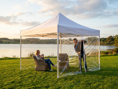 Clear pop-up gazebo 3x3 m with steel frame for outdoor use