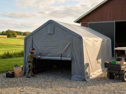 Grey PVC storage shelter endwall for commercial use - product detail