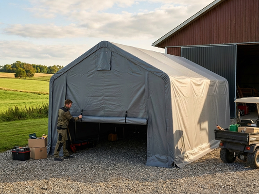Grey PVC storage shelter endwall for commercial use - product detail