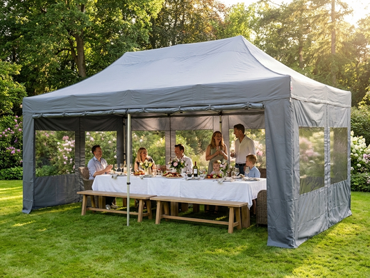 Pop Up Gazebo 4x6 m Grey with Steel Frame - product detail