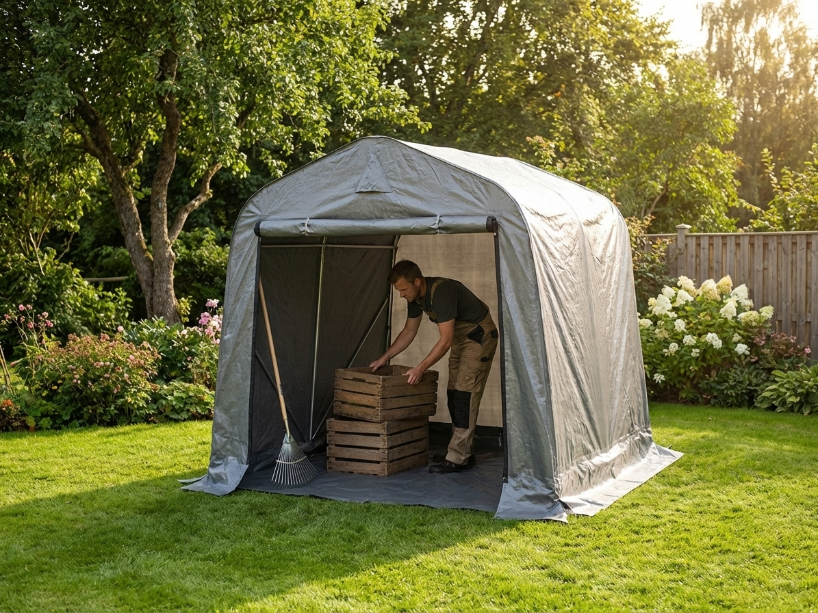 Grey storage tent 2.4x2.4x2 m for outdoor use - view 3