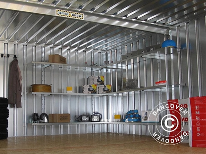 Galvanised steel shelving system, industrial use, 1x0.42m, silver