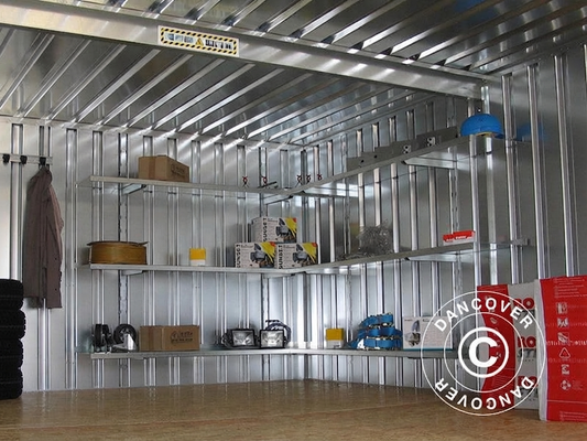 Galvanised steel shelving system, industrial use, 1x0.42m, silver