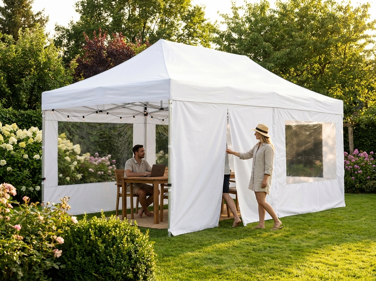 White 4x8 m gazebo sidewall kit for outdoor events - view 3
