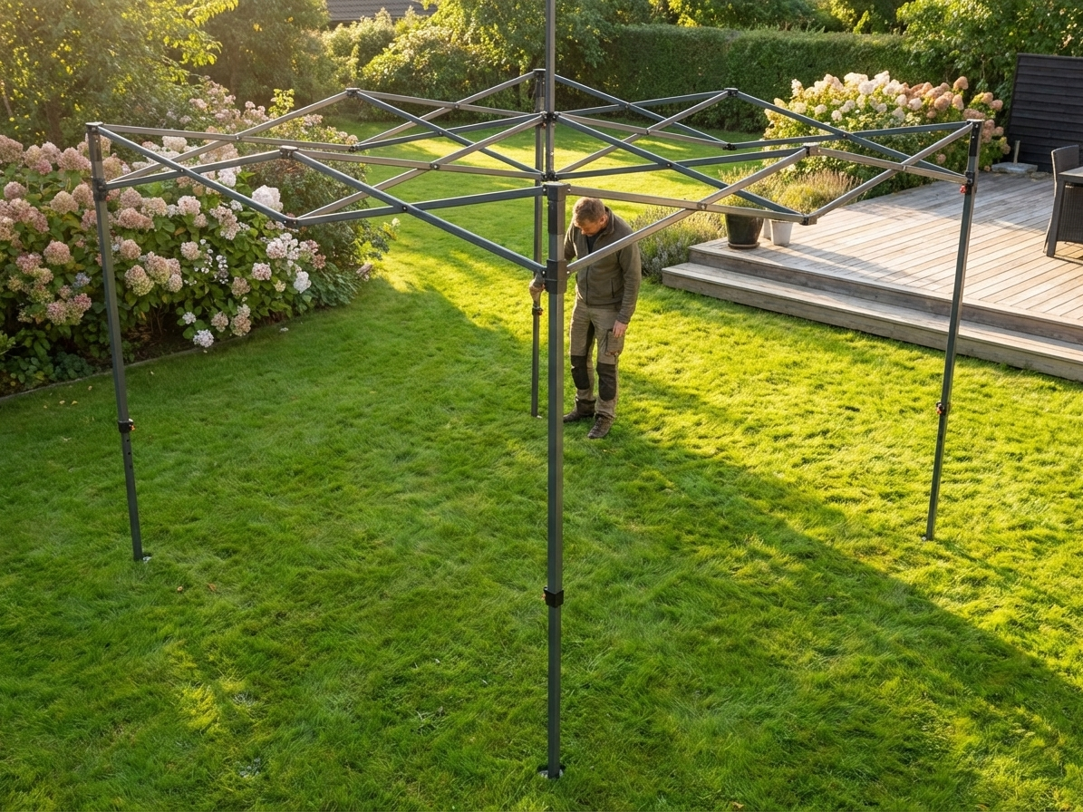 Steel gazebo frame in grey for outdoor events - product detail
