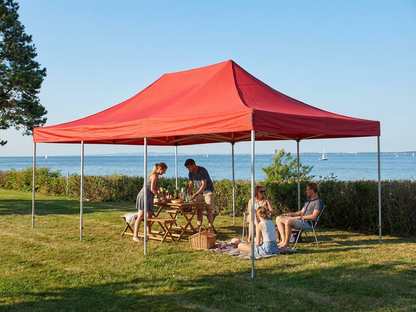 Red pop-up gazebo with steel frame, 4x6 m size - product detail