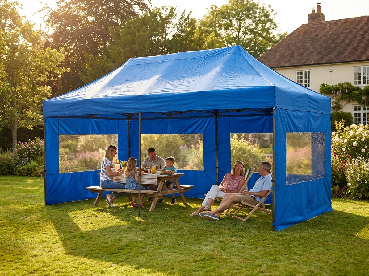 Blue pop-up gazebo with aluminium frame for outdoor events - view 3