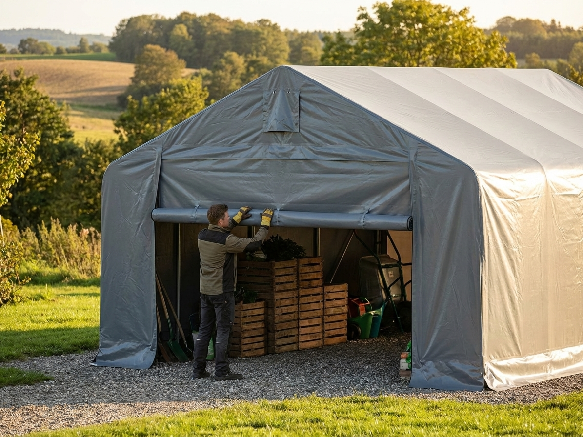 Grey storage shelter end wall made of durable polyethylene - product detail