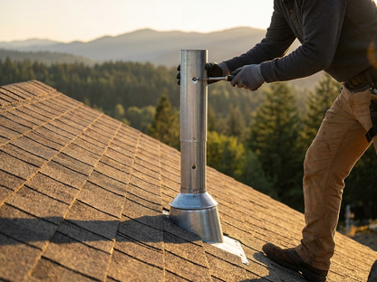 Grey roof pipe made from powder-coated steel for industrial use - view 3