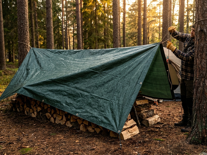 Dark Green Tarpaulin 8x12m, PE Material, Outdoor Use