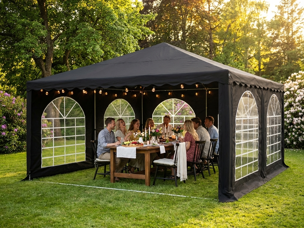 6x6 m black pagoda marquee for outdoor events