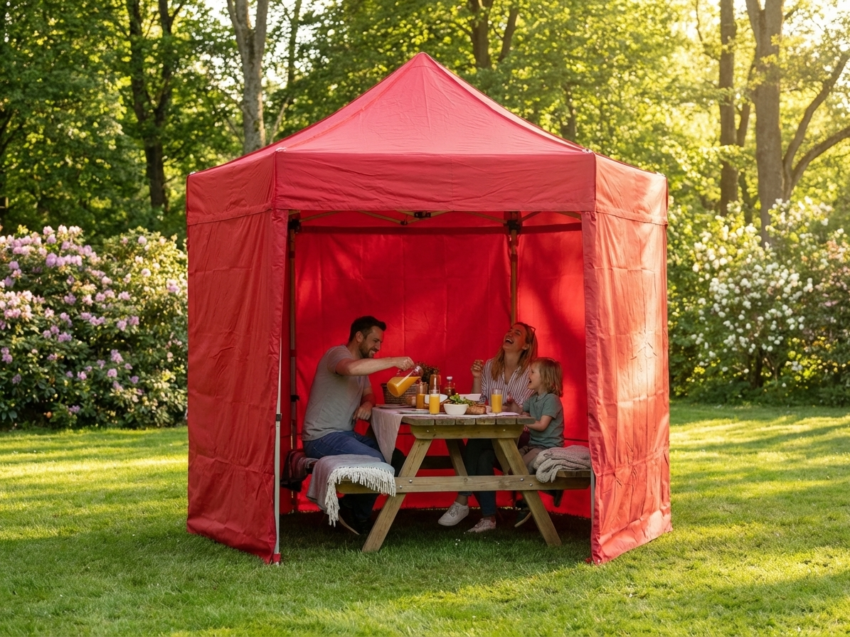 Red pop up gazebo with aluminium frame for outdoor use - product detail