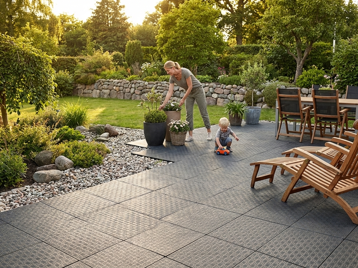 Recycled PE flooring in anthracite for commercial use - view 3