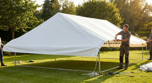 White PVC roof cover end section for outdoor tents - product detail
