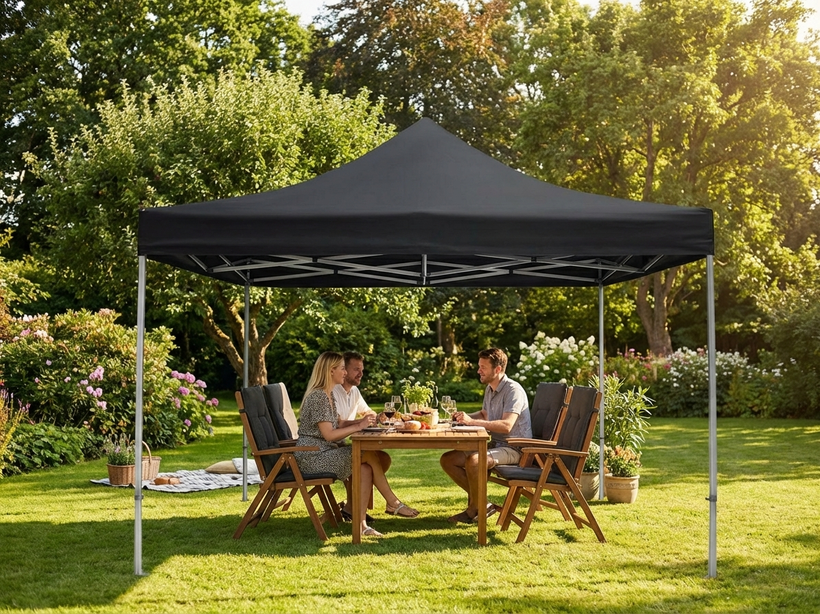 Black pop up gazebo 4x4 m with aluminium frame for outdoor use - product detail