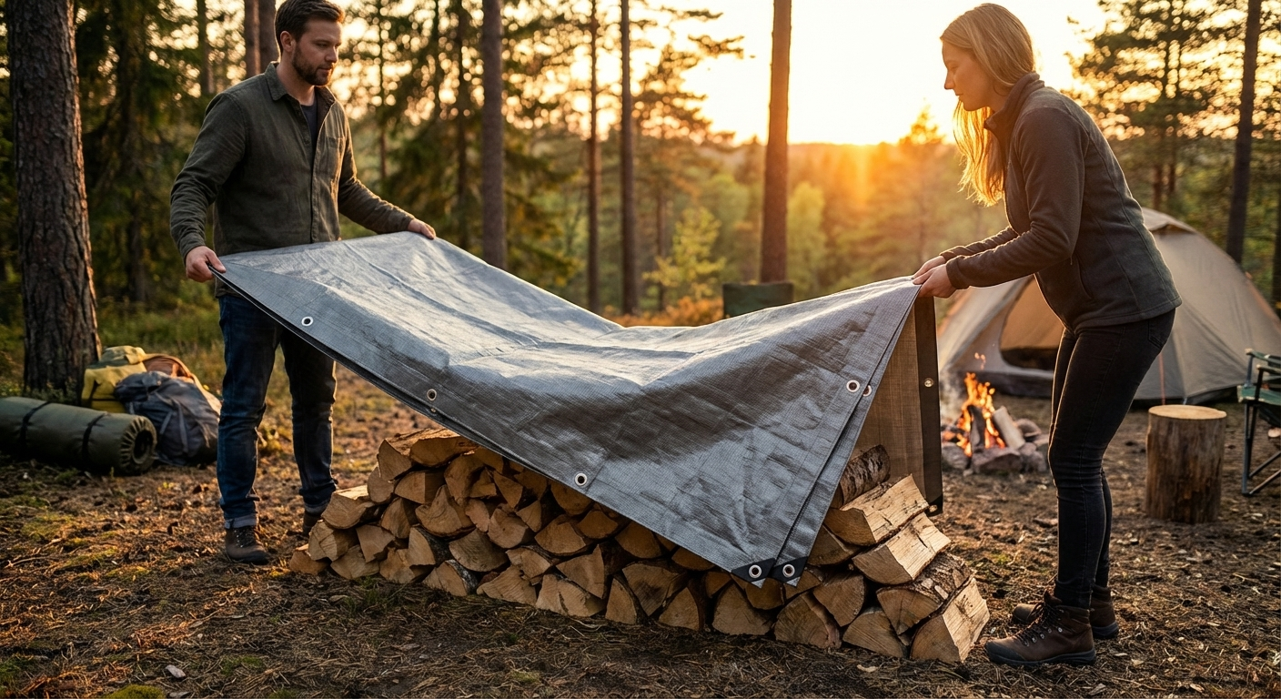 Durable grey tarpaulin for outdoor protection - view 3