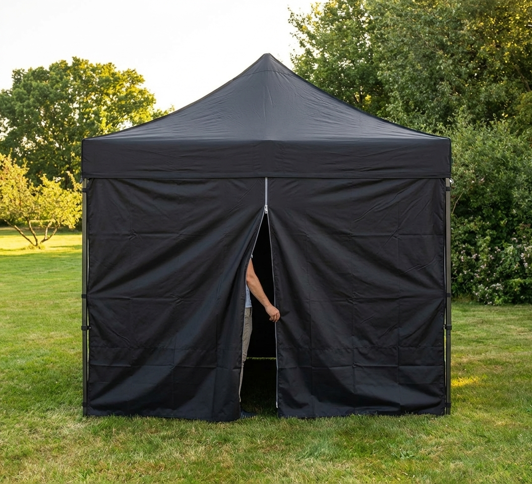 Black sidewall with zipper for 3m FleXtents, ideal for outdoor events