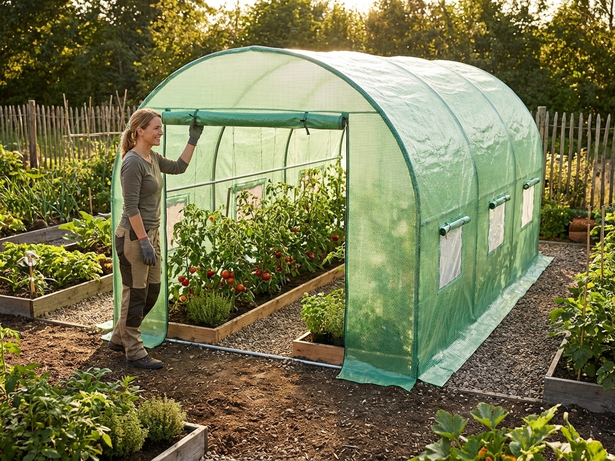 Greenhouse cover made of polyethylene in green, 4x6.6x2 metres - view 3