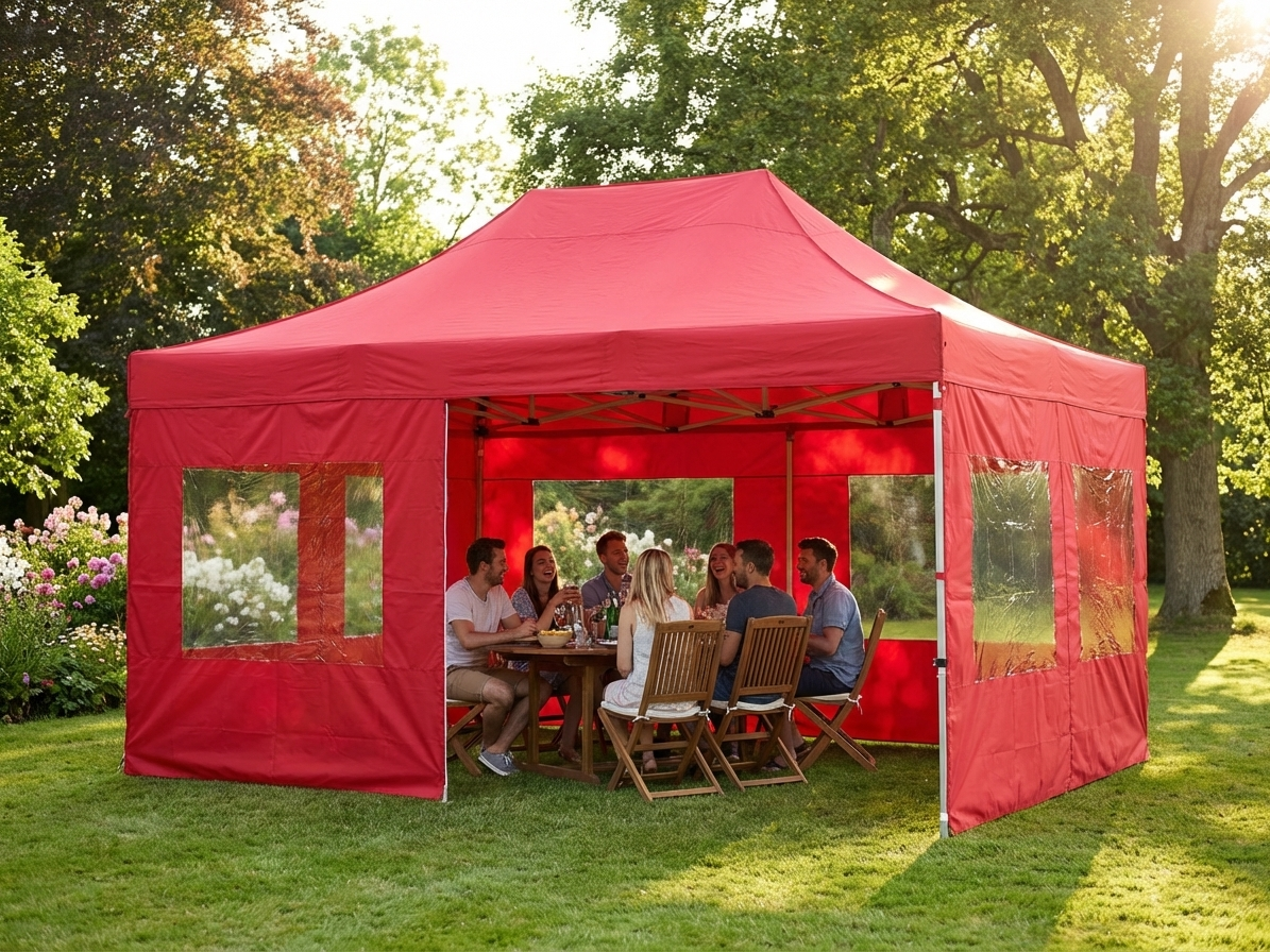Red pop up gazebo with aluminium frame for outdoor events - view 3