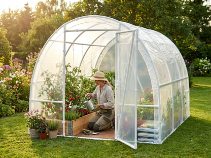 Transparent polytunnel greenhouse 2.2x4x1.9m with UV-resistant foil - product detail