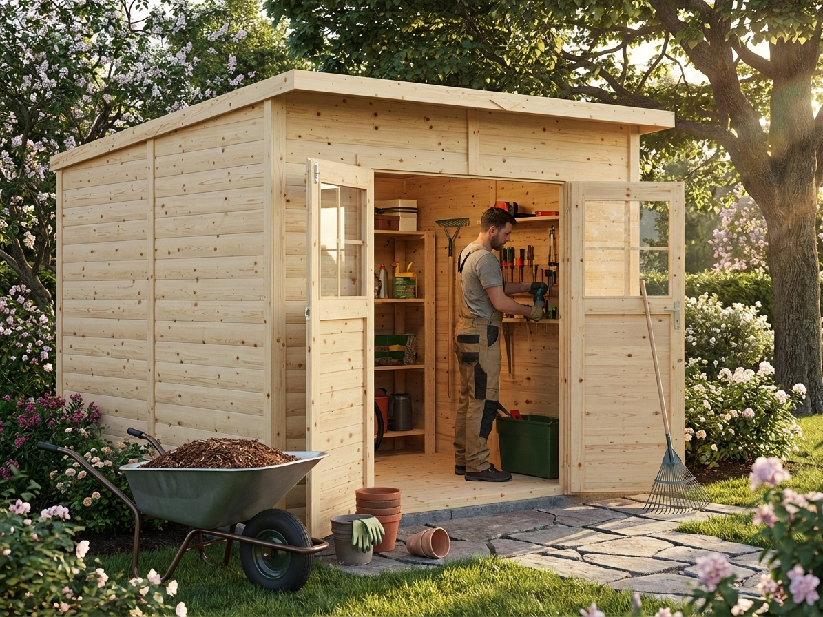 Wooden Shed made from Nordic Spruce, ideal for garden storage